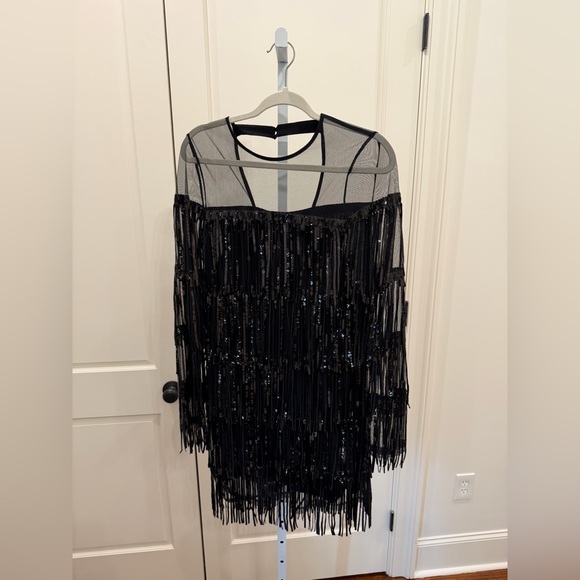 REISS‎ Josephine Sequin Fringe Dress In Black - Picture 2 of 6